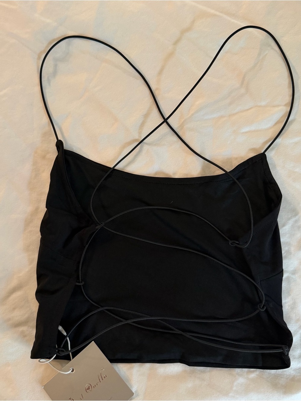 Black Strappy Crop Tank Top